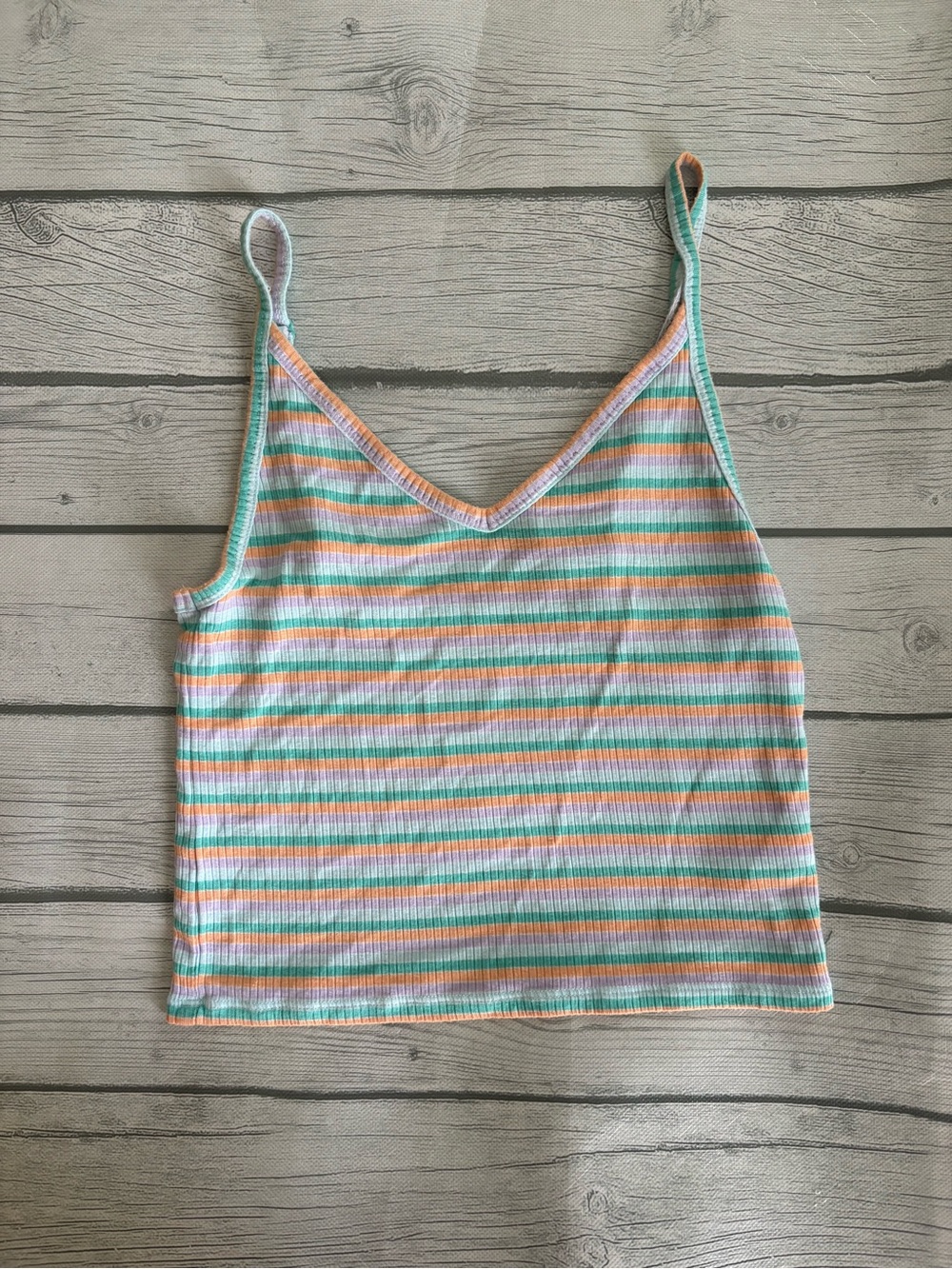 Striped Pastel Ribbed Cami Tank Top - Pastel Multi